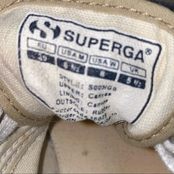 Superga Anthropologie Canvas Sneaker Shoes Tan with white soles size EU 39 US 8 - Picture 10 of 10
